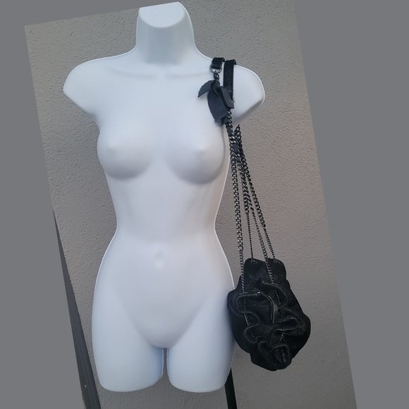 J Crew Suede Crossbody/Shoulder Purse w/ Chain Straps + Bow Tie Accents - Picture 9 of 16